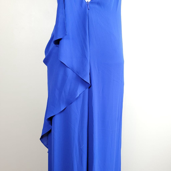 BCBGMaxAzria Grace Strapless Dress Draped Flowy Maxi Blouson Royal Blue Gown 2 - Picture 6 of 12